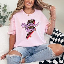 Enfermera registrada para mujer camiseta hilada en anillo estampado de leopardo regalo de enfermería para ella
