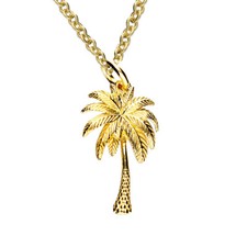 Collar colgante enchapado en oro de plata de ley Lucky Palm Tree