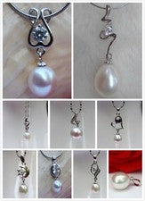 Juego de colgantes 1 perlas de agua dulce joyas sin collar cadena de perlas plata 925