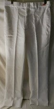 Hombre Davis Clothing Company Blanco Frente Plano Poliéster Pantalones Sin Acabar 34R Nuevo