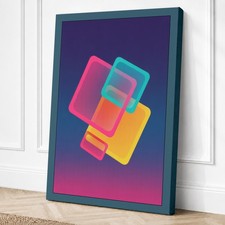 Arte de pared geométrico en lienzo de geometría de neón decoración del hogar listo para colgar