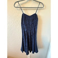 Nuevo con etiquetas Vestido Ya Para Mujer Azul Marino Correa de Espagueti Encaje ALine Elegante Verano Elegante