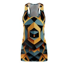Vestido Para Mujer Espalda Corredora Patrón Geométrico Futurista Audaz Moderno Elegante