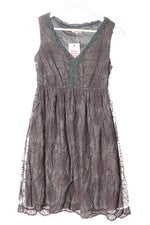 Holly Bracken Vestido Encaje Estampado Completo Elegante Gris Rosa Verde 32