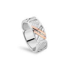 Anillo Clogau Galés Plata y Oro Rosa 9ct Tartán Talla M Nueva Gales Esterlina