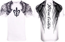 Camiseta para hombre Xtreme Couture Affliction AEROSMITH BLANCA alas motociclista tatuaje MMA