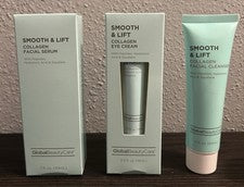 GLOBAL BEAUTY CARE Smooth & Lift - Suero facial de colágeno, crema y limpiador para ojos