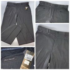 Pantalones de vestir Linea Naturale para hombre 40x37 gris sin dobladillo poli rayón nuevos con etiquetas YGI W4-189