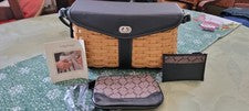Longaberger Signature Hostess Cuero Negro Borde Cesta Cartera Bolso de Hombro Cartera
