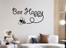 Pegatina de pared Bee Happy cotización positiva decoración del hogar vinilo arte coche furgoneta calcomanía palabras