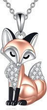 Collar colgante de zorro de plata de ley 925 joyería regalo para mujer niña