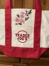 Mini Bolso de Mano de Lona Trader Joes Flor de Cerezo TU NOMBRE Bordado Personalizado