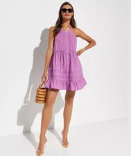 Mini Vestido Free People Mujer Pequeño Desert Days Dramático Orquídea Halter Volantes S