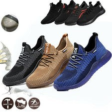 Zapatos de seguridad para hombre Botas Puntera de acero Entrenadores ligeros Zapatos de trabajo Talla UK