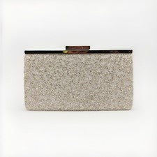 NINA Brillo Encaje Marco Mujer Clutch Noche Monedero Bolso de Hombro en Plata