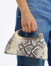 Bandolera Scoop para mujer correa imitación piel de serpiente tono dorado asa superior clutch nueva con etiquetas