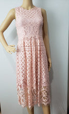 Vestido elegante acampanado de encaje sin mangas rosa XS para mujer VEIISAR