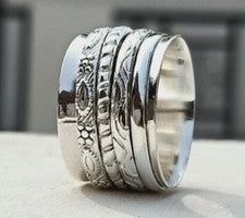 Anillo banda giratoria de plata esterlina 925 sólida anillo hecho a mano todos los tamaños