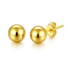 Pendientes de bola de oro de 18 quilates de 3 mm, 4 mm, 5 mm, 6 mm, 8 mm -*PAR*
