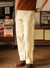 Pantalones retro informales rectos informales para hombre de colección cintura alta carga moda chic