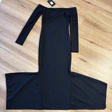 Moda Nova Simply Precioso Vestido Midi Hombro Descubierto Negro Pequeño