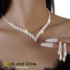 Reino Unido Mujeres Damas Moda Plata Joyería Collar Pendientes Colgantes Conjunto Regalo Boda