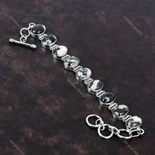 Regalo Para Ella Pulsera Ajustable Cadena Turquesa Búfalo Blanco Plata 925