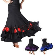 Vestido de falda de baile de salón con bordado de lentejuelas, disfraz de baile moderno