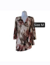 Blusa túnica de moda para mujer cuello redondo 3/4 sin mangas talla M nueva