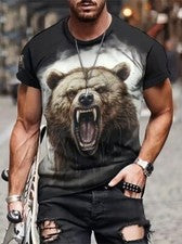 Camisetas moda estampado oso color marrón negro informal manga corta modernas