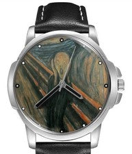 The Scream Edvard Munch Art Leather Strap Big Dial Gift Wrist Watch