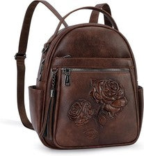 Mini mochila de cuero en relieve para mujer Cartera Moda Viaje Bolso de hombro Mochila de día