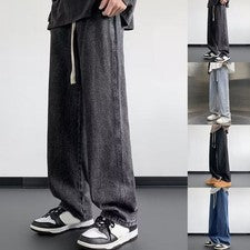 Pantalones de mezclilla de pierna ancha de moda para hombre para salidas diarias o viajes