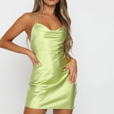 Vestido para mujer de verano color liso con cordones espalda abierta vestido con correa de moda