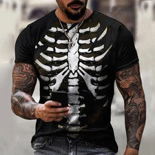 Camisetas Horror Esqueleto Hueso Miedo Patrón 3D Estampado Ropa de Calle Hombres Moda...