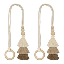 Soportes de cortina de material natural con borlas para decoración de interiores boho