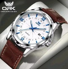 Reloj Pulsera Hombre Negocios Cuero Cuarzo Impermeable Calidad Luminosa En Caja