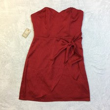 Nuevo con etiquetas Vestido Express Sin Tirantes Mini Novia Talla 8 Mujer Rojo Envolvente Corbata Cintura Fiesta