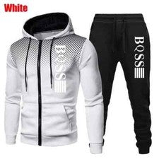 Chándales informales para hombre pantalones deportivos estampado cremallera capucha moda sudadera