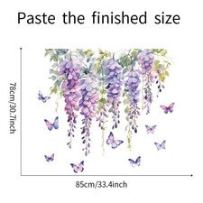 Pegatinas de pared florales de flores moradas para decoración del hogar habitación dormitorio adhesivo