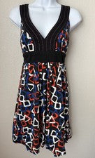 Vestido sin mangas Yahada para mujer talla MEDIANO rojo blanco azul elástico NUEVO