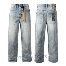 Pantalones de mezclilla para hombre KSUBI 2025 azul claro rasgados ++ pantalones de mezclilla unisex de moda