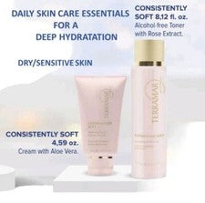 Terramar Daily Dry Sensible Cuidado de la Piel Tónico Facial Limpiador Crema Kit Hidratación