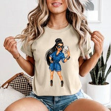 Camiseta gráfica selfie estilo urbano de moda para mujer