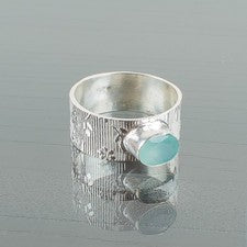 Anillo de piedras preciosas de calcedonia aguamarina 925 anillo de joyería hecho a mano para regalo