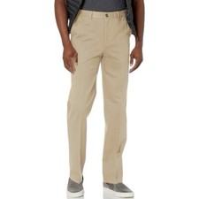Pantalones chinos Savane gris alabastro beige 34x30 frente plano elástico nuevos con etiquetas