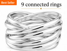 Moda Joyería Plata de Ley 925 Anillo Multi Banda Mujeres Anillo Ancho Envolvente Talla 6-8