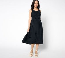 Vestido para mujer Destination 365 talla M arrugado gasa crochet maxi negro A655226