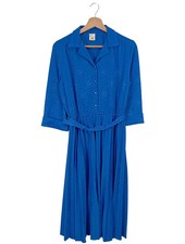Vestido blusa Eurofashion entallado midi cuello en V azul talla 42