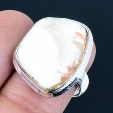 Scolecita piedras preciosas hechas a mano 925 anillo de joyería de plata...